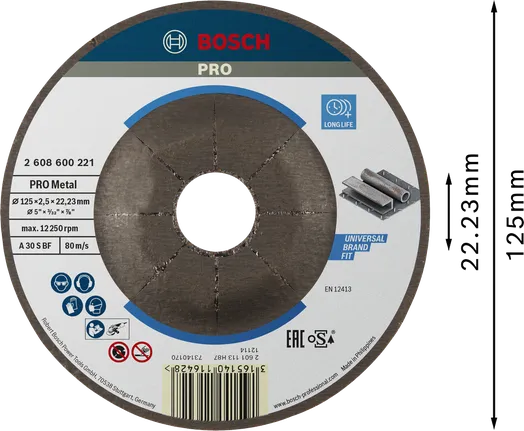 „Bosch PRO“ metalinis pjovimo diskas, 125 x 2,5 mm.