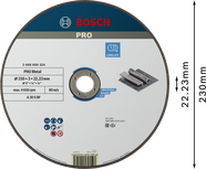 „Bosch PRO“ metalinis pjovimo diskas, 230 x 3 x 22,23 mm.