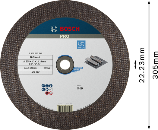 „Bosch PRO Metal“ pjovimo diskas metalui, 305 mm.