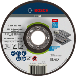 „Bosch PRO“ nerūdijančio plieno ir metalo 3 viename diskas, 125 mm.