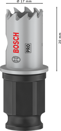 „Bosch PRO“ lakštinio metalo PC Plus skylių pjūklas, 17 mm skersmens.