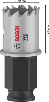 „Bosch PRO“ lakštinio metalo PC Plus skylių pjūklas, 22 mm skersmens.