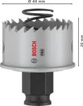 „Bosch PRO“ lakštinio metalo PC Plus skylių pjūklas, 44 mm skersmens.