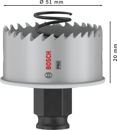 „Bosch PRO“ lakštinio metalo PC Plus skylių pjūklas, 51 mm skersmens.