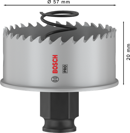 „Bosch PRO“ lakštinio metalo PC Plus skylių pjūklas, 57 mm skersmens.