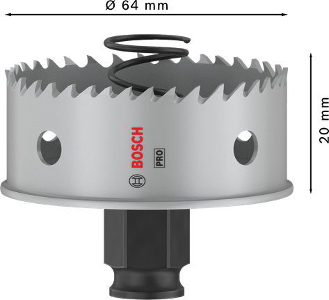 „Bosch PRO“ lakštinio metalo PC Plus skylių pjūklas, 64 mm skersmens.