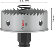„Bosch PRO“ lakštinio metalo PC Plus skylių pjūklas, 67 mm skersmens.