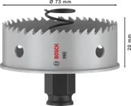 „Bosch PRO“ lakštinio metalo PC Plus skylių pjūklas, 73 mm skersmens.
