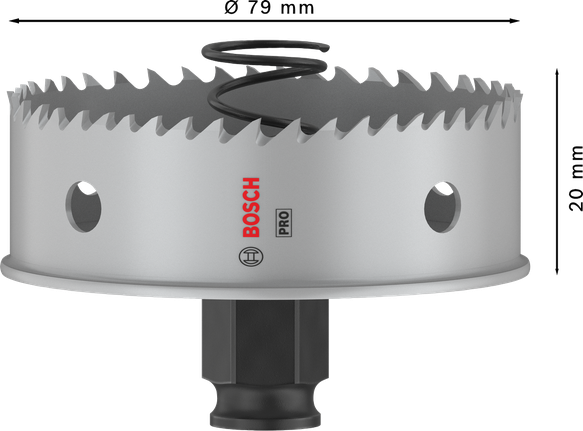 „Bosch PRO“ lakštinio metalo PC Plus skylių pjūklas, 79 mm skersmens.