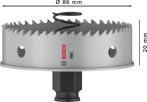 „Bosch PRO“ lakštinio metalo PC Plus skylių pjūklas, 86 mm skersmens.