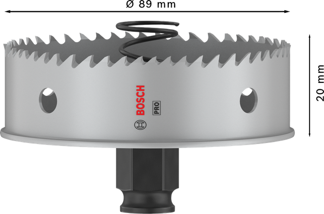 „Bosch PRO“ lakštinio metalo PC Plus skylių pjūklas, 89 mm skersmens.