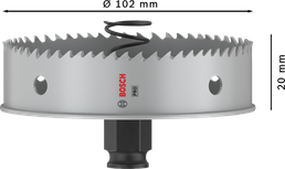 „Bosch PRO Sheet Metal PC Plus“ skylių pjūklas, 102 mm, skirtas metalo pjovimui.