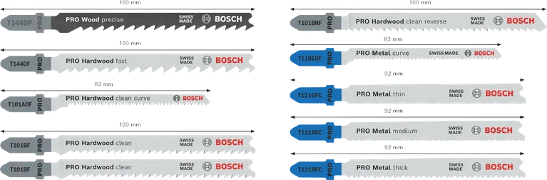 „Bosch PRO Wood and Metal“ siaurapjūklio ašmenų rinkinys, 10 dalių.