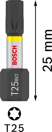 „Bosch PRO Torx“ smūginis antgalis T25, 25 mm ilgio.