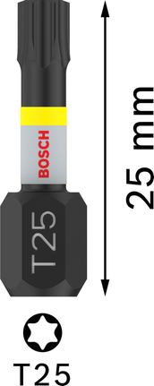 „Bosch PRO Torx“ smūginis antgalis T25, 25 mm.