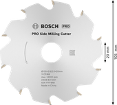 „Bosch PRO“ šoninis frezavimo įrankis, 105 mm skersmens, 10 dantų.