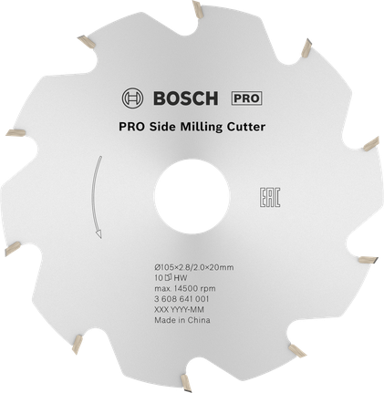 „Bosch PRO“ šoninis frezavimo įrankis, 105 mm, 10 dantų.