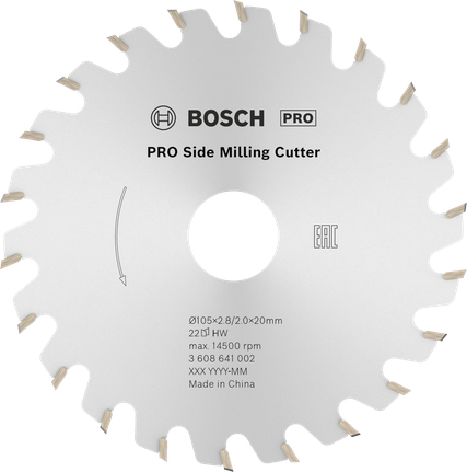 „Bosch PRO“ šoninis frezavimo įrankis, 105 mm, 22 dantys.