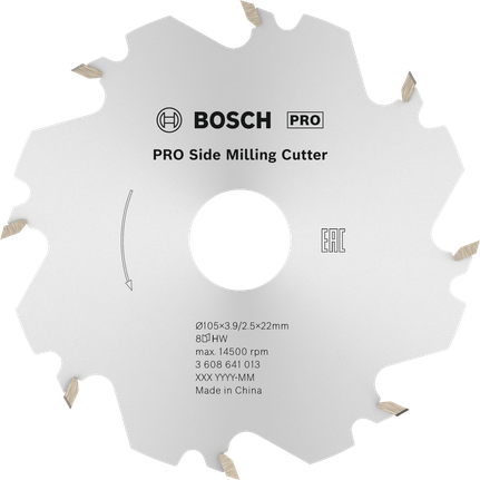 „Bosch PRO“ šoninis frezavimas, 105 mm, 8 dantys.