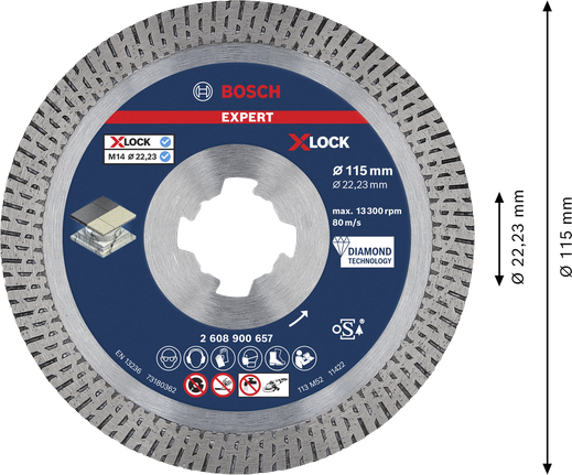 „Bosch EXPERT HardCeramic X-LOCK“ deimantinis pjovimo diskas.