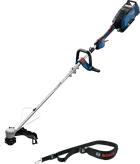 „ Bosch GRT 18V-40“ akumuliatorinė žolės žoliapjovė su dirželiu per petį.