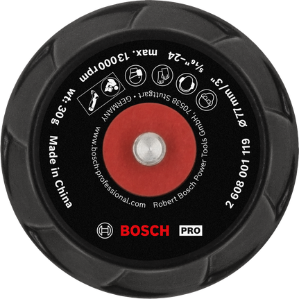 „Bosch PRO“ šlifavimo padas, 77 mm, vidutinio kietumo, su lipdukais ir kilpa.