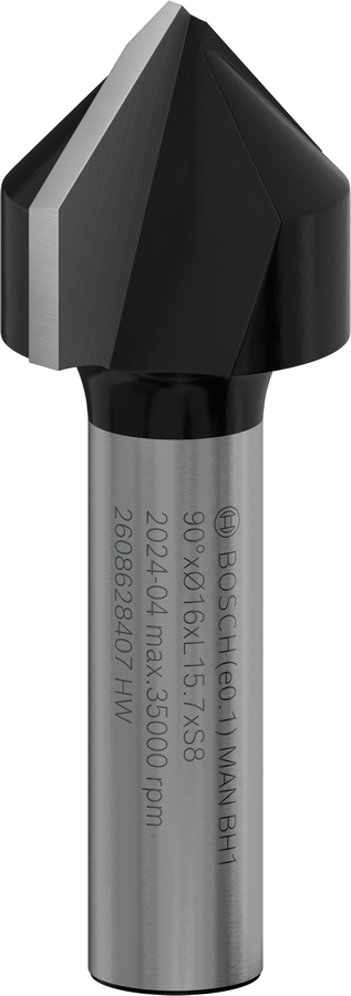 „Bosch PRO“ frezos antgalis V formos grioveliu, 90°, 8 mm kotas.