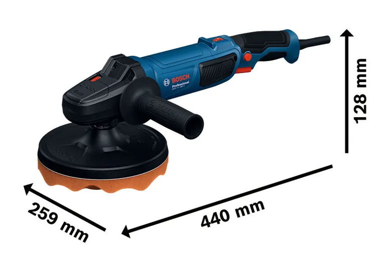 „Bosch GPO 11-180 S“ poliravimo įrankis su ergonomiška rankena.