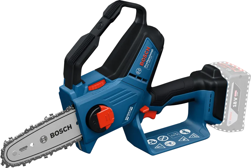 „ Bosch GKE 18V-15“ akumuliatorinis genėjimo pjūklas greitam šakų pjovimui.