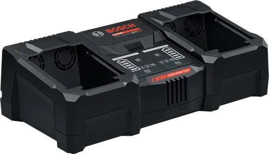 „Bosch EXAL18V2-320“ dvigubas akumuliatorių įkroviklis, itin greitas įkrovimas.