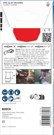 „Bosch EXPERT PAIZ 32 AIT MetalMax“ įgilinamo pjovimo peilis metalui.