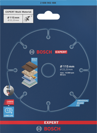 „Bosch EXPERT Multi Material“ pjovimo diskas, 115 x 22,23 mm.