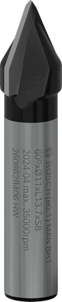 „Bosch PRO“ frezos antgalis su V formos grioveliu, 60°, 8 mm kotu.