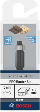 „Bosch PRO“ frezos antgalis, apatinio guolio lygus apvadas, 9,5 mm.