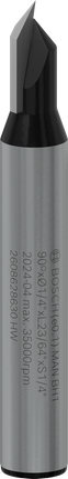 „Bosch PRO“ frezos antgalis V formos grioveliu, 90° kotu, 1/4 colio.