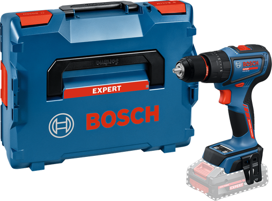 „Bosch“ akumuliatorinis gręžtuvas EXSB18V-90 su nešiojimo dėklu.