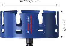„Bosch EXPERT“ statybinių medžiagų 140 mm skylių pjūklas.