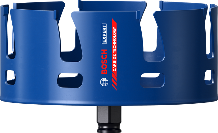 „Bosch EXPERT“ statybinių medžiagų 140 mm karbido skylių pjūklas.