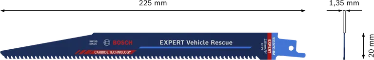„Bosch EXPERT Vehicle Rescue S 1157 CHM“ tiesinio pjūklo diskas, 225 mm ilgio.