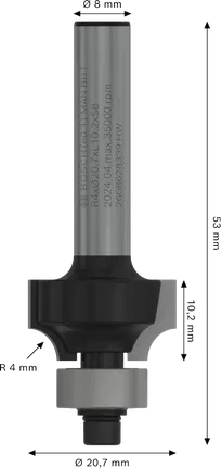 „Bosch PRO“ frezos apvalinimo antgalis, R4 kotas, 8 mm.