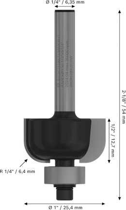 „Bosch PRO“ frezos antgalio dangtelis, R 1/4 colio kotas, 1/4 colio.