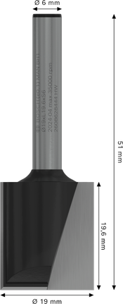 „Bosch PRO“ frezos tiesusis antgalis, 19 mm skersmens, dviem grioveliais.