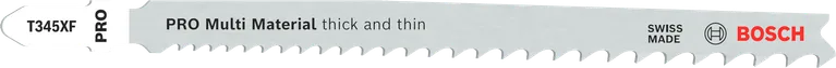 „Bosch PRO Multi Material T345XF“ siaurapjūklio pjūklelis storiems ir ploniems pjovimams.
