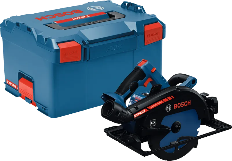 „Bosch“ akumuliatorinis diskinis pjūklas GX su „L-Boxx“ dėklu.