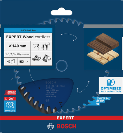 „Bosch EXPERT Wood“ akumuliatoriaus diskinio pjūklo diskas 140 mm T42.