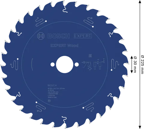 „Bosch EXPERT Wood“ diskinis pjūklas, 225 x 30 mm, skirtas medienos pjovimui.