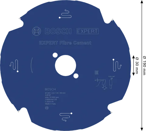 „Bosch EXPERT“ pluoštinio cemento diskinis pjūklas, 190 mm.