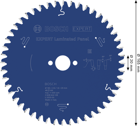 „Bosch EXPERT“ laminuotų plokščių diskinis pjūklas, 165 mm.