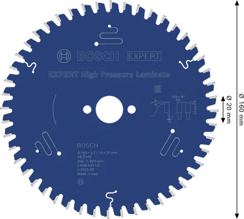 „Bosch EXPERT“ aukšto slėgio laminato 160 mm T48 pjūklo diskas.