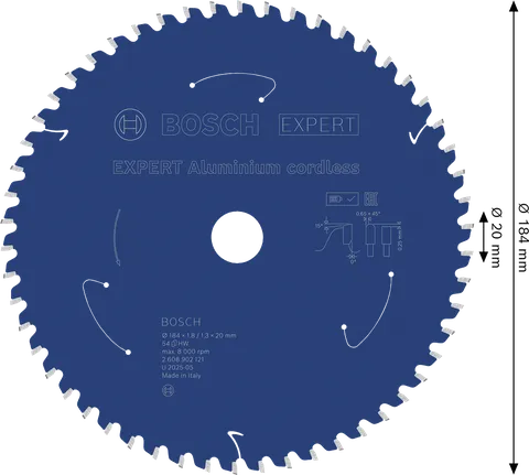 „Bosch EXPERT“ aliuminio akumuliatorinis diskinis pjūklas, 184 mm skersmens.